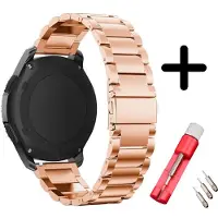 Strap-it bandje staal rosé goud + toolkit - geschikt voor Fossil Gen 6 44mm / Gen 5e 44mm / Gen 5