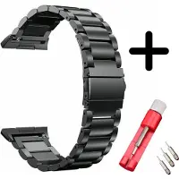 Strap-it Stalen schakel bandje - geschikt voor Fitbit Ionic - zwart + inkort toolkit