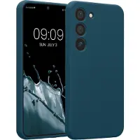 Kwmobile telefoonhoesje geschikt voor Samsung Galaxy S23 - TPU backcover met siliconen coating - Smartphone case in mat petrol