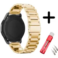 Strap-it bandje staal goud + toolkit - geschikt voor Xiaomi Amazfit GTR 47mm / Amazfit GTR 2 / GTR 3 / GTR 3 Pro / GTR 4