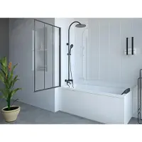 Vente-unique Draaibaar badscherm mat zwart werkplaats-look - 80 x 140 cm - DOLANA L 80 cm x H 140 cm x D 1.92 cm