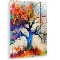 MuchoWow Glasschilderij 120x160 cm - Schilderij acrylglas - Levensboom - Natuur - Kleurrijk - Boom - Foto op glas - Muurdecoratie woonkamer - Wanddecoratie slaapkamer - Schilderijen