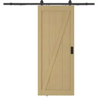 Vente-unique Hangende schuifdeur van hout en mdf met opbouwsysteem - Licht naturel - H205 x L83 cm - BALERMA