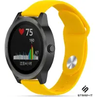 Strap-it Siliconen sport bandje - geschikt voor Garmin Vivoactive 3 / Vivoactive 5 / Vivomove HR / Venu / Venu SQ / Forerunner 245 / 570 - 42mm / 645 - geel