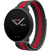 Strap-it Luxe Milanese bandje - geschikt voor Polar Ignite / Ignite 2 / Ignite 3 / Unite / Pacer - zwart/rood