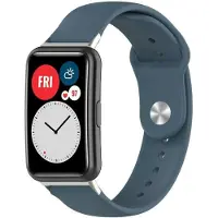 Strap-it Siliconen sport bandje - geschikt voor Huawei Watch Fit / Huawei Watch Fit New - grijsblauw