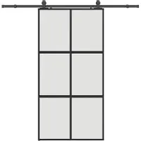 vidaXL Schuifdeur met beslagset 102,5x205 cm gehard glas zwart