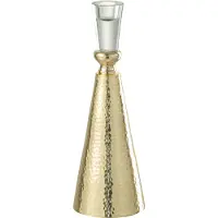 J-Line kandelaar tape aluminium/glas goud/transparant medium 8.3x8.3x25cm
