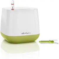 Lechuza YULA - plantenpot - ALL-IN-ONE - satijnwit/pistache groen