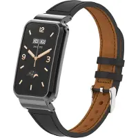 Strap-it Leer Smartwatch bandje - Geschikt voor Xiaomi Smart Band 7 Pro leren bandje - zwart - Horlogeband / Polsband / Armband