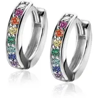 Zinzi zilveren oorringen met regenboog kleurstenen 15x3mm ZIO2172CRZ