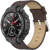 Strap-it Leer Smartwatch bandje - Geschikt voor Amazfit T-Rex - Pro leren bandje - bruin - Horlogeband / Polsband / Armband