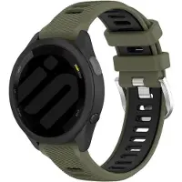 Strap-it Smartwatch siliconen sport bandje - geschikt voor Garmin Vivoactive 4 (45mm) / Venu 2 / Venu 3 / Forerunner 255 / Forerunner 265 - olijfgroen/zwart