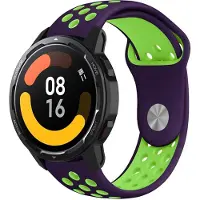 Strap-it Siliconen sport bandje - geschikt voor Xiaomi Watch S1 (Active/Pro) / Watch 2 Pro / Watch S3 / Mi Watch / Amazfit Balance / Amazfit Bip 5 - paars/neon groen