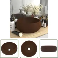 The Living Store : Luxe wastafel, rond, mat, donkerbruin, 40x15 cm, keramiek
