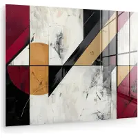 MuchoWow Glasschilderij 160x120 cm - Schilderij acrylglas - Modern - Abstract - Geometrisch - Rood - Industrieel - Foto op glas - Muurdecoratie woonkamer - Wanddecoratie slaapkamer - Schilderijen