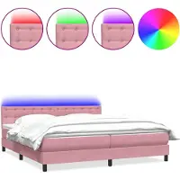 vidaXL Boxspring met matras en LED fluweel roze 180x210 cm