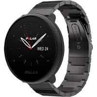 Strap-it Metalen bandje geschikt voor Polar Pacer / Polar Unite / Polar Ignite / Ignite 2 / Ignite 3 bandje staal - Stalen bandje RVS metaal schakels - Schakelbandje quick-release - Zwart