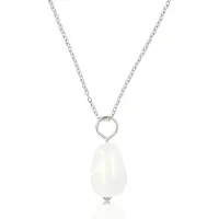 My Bendel - Ketting Zilverkleurig met White/Rose Aventurine Peervormige Hanger - Zilverkleurige Ketting met White Aventurine Peervormige Hanger - met Luxe Cadeauverpakking | Sieraden Voor Dames