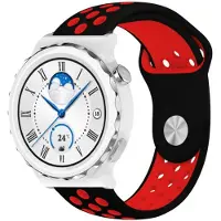 Strap-it Ademend siliconen sport bandje - geschikt voor Huawei Watch GT 3 Pro 43mm / GT 3 42mm / GT 2 42mm - zwart/rood
