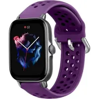 Strap-it Siliconen sport bandje met gaatjes - Geschikt voor Xiaomi Amazfit Bip / Bip Lite / Bip S / Bip U / Bip U Pro / Amazfit GTS / GTS 2 / GTS 3 / GTS 4 - Mini bandje - Sport bandje - Paars
