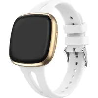 Strap-it Luxe siliconen bandje - geschikt voor Fitbit Versa 3 / Versa 4 / Sense / Sense 2- wit - Maat: Maat L