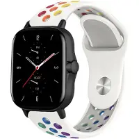 Strap-it Siliconen sport bandje - geschikt voor Xiaomi Amazfit GTS 1-2-3-4 - Mini / Amazfit Bip / Bip S / Bip Lite / Bip U Pro / Bip 3 / Amazfit GTR 42mm - wit/kleurrijk