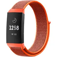 Strap-it Nylon bandje - geschikt voor Fitbit Charge 3 / Fitbit Charge 4 - oranje