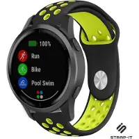 Strap-it Sport siliconen bandje - geschikt voor Garmin Vivoactive 4 45mm / Garmin Venu 2 - zwart/geel