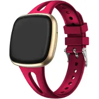 Strap-it Luxe siliconen bandje - geschikt voor Fitbit Versa 3 / Versa 4 / Sense / Sense 2- rose rood - Maat: Maat S