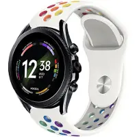 Strap-it Siliconen sport bandje - geschikt voor Fossil Gen 6 44mm / Gen 5 / Gen 5e 44mm - wit/kleurrijk
