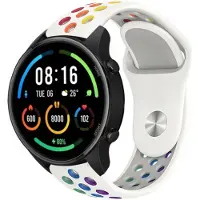 Strap-it Siliconen sport bandje - geschikt voor Xiaomi Watch S1 (Active/Pro) / Watch 2 Pro / Watch S3 / Mi Watch / Amazfit GTR 47mm / GTR 2-3-4 / Bip 5 / Balance - wit/kleurrijk