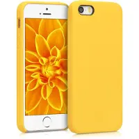 Kwmobile telefoonhoesje geschikt voor Apple iPhone SE (1.Gen 2016) / iPhone 5 / iPhone 5S - Hoesje met siliconen coating - Smartphone case in stralend geel