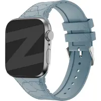 Strap-it Bandz Siliconen bandje met lederpatroon - geschikt voor Apple WatchSeries 1/2/3/4/5/6/7/8/9/10/11/SE/SE2/SE3/Ultra (2) - maat: 44mm / 45mm / 46mm / 49mm - grijsblauw
