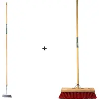 SynxStore Synx Tools Rechte Schoffel Met 160cm Steel en Nylon Straatbezem 40cm - Buitenbezem - Schoffel - Met steel 160cm