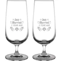 Fusion Gegraveerde set Bierglazen op voet 41cl Just Married 1 year ago