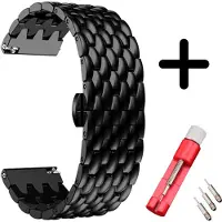 Strap-it bandje draak staal zwart + toolkit - geschikt voor Xiaomi Amazfit GTR 47mm / Amazfit GTR 2 / GTR 3 / GTR 3 Pro / GTR 4