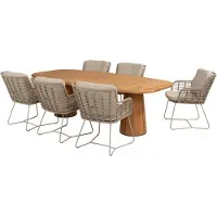 4 Seasons Outdoor Capri Fabrice dining tuinset 7 delig 240x110xH75 cm teak latte