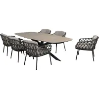4 Seasons Outdoor Prado Calpi barrel dining tuinset 7 delig 240x105xH75 cm keramiek antraciet