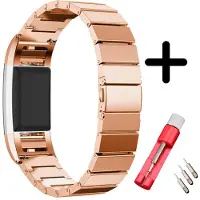 Strap-it Geschikt voor Fitbit Charge 2 bandje metaal rosé goud + toolkit