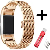 Strap-it stalen draak bandje rosé goud + toolkit geschikt voor Fitbit Charge 3 / 4