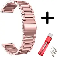 Strap-it bandje staal rosé pink + toolkit - geschikt voor Huawei Watch GT / GT 2 / GT 3 / GT 3 Pro 46mm / GT 4 46mm / GT 5 & 5 Pro (46mm) / GT 2 Pro / GT Runner / Watch 3 / Watch 3 Pro