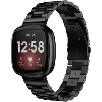 Strap-it Stalen schakel bandje - geschikt voor Fitbit Versa 3 / Fitbit Sense - zwart