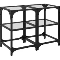 The Living Store Salontafeltje - Salontafel - Salontafels 2 st met transparant glazen blad 30x30x45 cm staal - Bijzettafel - Tv-meubel - Modern Design