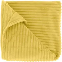 Unique living DEZ - Plaid - 150x200 cm - Ribmotief - Heerlijk zacht - Lemon Yellow