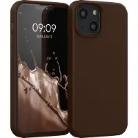 Kwmobile telefoonhoesje geschikt voor Apple iPhone 13 mini - Hoesje met siliconen coating - Smartphone case in chocoladebruin