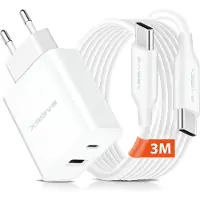 Xssive Snellader - 3 Meter - Geschikt voor iPhone 15, 16 en Samsung Galaxy - USB-C Adapter met USB C naar USB C Kabel