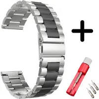 Strap-it bandje staal zilver/zwart + toolkit - geschikt voor Polar Vantage M / M2 / M3 / Grit X / Grit X Pro