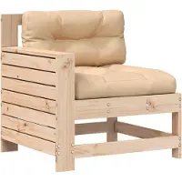 The Living Store Houten Tuinbank - Tuinbank - Tuinbank met armleuning en kussen massief grenenhout - Grenenhouten Tuinbank - Lounge Set - Buitendecoratie