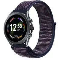 Strap-it Nylon smartwatch bandje - geschikt voor Fossil Gen 6 44mm / Gen 5 / Gen 5e 44mm - paars-blauw